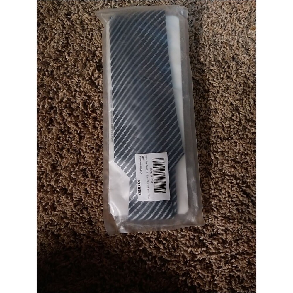 Mens necktie blue pinstriped silver